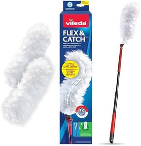 Vileda | Flex & Catch Heavy Duty Dusting Kit with 3 Disposable Duster Refills | Extendable 3 Ft Handle with Extra Secure Duster Hook | Traps 3X More Dust Than Feather Dusters