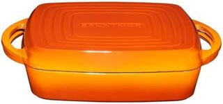 2 In 1 Enameled Square Cast Iron Baking Pan Cookware Dish With Grill Lid, 11-inch Multi Baker Casserole Dish, Lasagna Pan, Pumpkin Spice