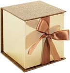 Hallmark Small Gift Box with Bow and Shredded Paper Fill (Gold Signature 4 inch Gift Box with Glitter) for Weddings, Graduations, Bridal Showers, Anniversaries, All Occasion