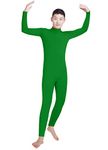 Men's Lycra Spandex Turtleneck Long Sleeve One Piece Dancewear Unitard Bodysuit (XL, Green)