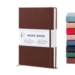 Beechmore Books Blank Sheet Music Notebook - A4 Brown 156 Thick Pages 8.2 x 11.6 inch| 10-Staff Hardcover Vegan Leather 120gsm Composition Manuscript Paper - Boxed for Gifts Writers, Musicians