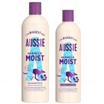 Aussie Miracle Moist XL Shampoo and Hair Conditioner Set for dry, really thirsty hair with Macadamia nut oil, a 750 ml Aussie Moist Shampoo and a 500 ml Moist Hair Conditioner