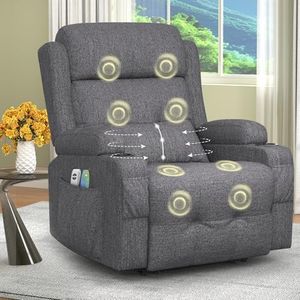 SQUEBILIFE Sillón Relax Reclinación 150º Electrico Sillón de Masaje con Calefacción, Puerto USB+Tipo C, 2 Portavasos 4 Bolsillos Laterales Sillón Reclinable con Almohada Adicional, Pie Extensible