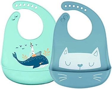 Baberos Bebé Impermeables Silicona Flexible Suave de 6 Meses a 6 Años Grande Ajustable para Niño Unisex Waterproof