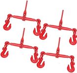 GPOAS 2 x Ratchet Lever Load Binder 2600 lbs Safe Working Load with Anti-Skid Handle 360° Rotating Hook Red Adjustable Tightness Chains Hook Tie Down Rigging Equipment