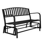 VINGLI 50 inch Outdoor Glider Bench Metal Outdoor Bench Porch Glider Rocking Bench for Outside Patio Bench for Yard Garden Lawn, 2-3 Person Seat