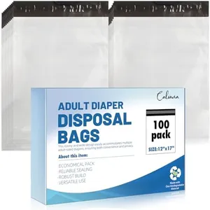 Calvana100 Pcs Extra Thick Adult Diaper Disposable Bags Odor Tight Sealing Disposal Bags Tear Resistance Adult Diaper Genie Extra Large Prevents Leakage Incontinence Disposal Bags (12 X 17 In)