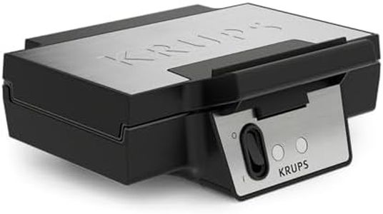 Krups FDK FDK261 Iconic 850W Waffle Maker, Ceramic Non-Stick Plates, Iconic Design, Vertical Storage, Easy to Use, Black/Stainless Steel