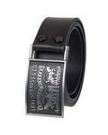 Levi's Men's Everyday Jean Belt with Removable Plaque Buckle, Black Snap, Small (30-32)