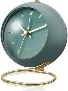 Silent No Ticking Alarm Clocks, Battery Operated Retro Desk Clock, Fashion Bedside Clock with Light, Desk Alarm Clock Matte for Bedroom Living Room Office Shelf (Frosted Green)