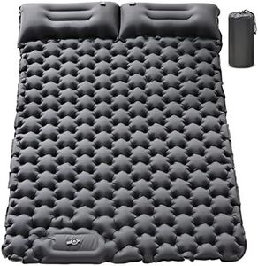 ABTOHE Double Sleeping Pad for Camping,Camping Sleeping Pad 2 Person with Pillow Built-in Foot Pump Camping Sleeping Mat for Backpacking, Hiking, Portable Camping Pad (Grey-Full)