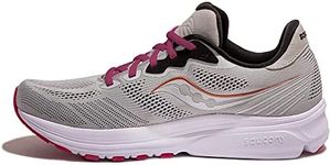 Saucony Women's Ride 14 Running Shoe, Fog/Cherry, 10.5