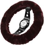 Andalus Brands Australian Sheepskin Steering Wheel Cover, Anti-Slip Universal 15 Inch Fuzzy Steering Wheel Cover Offers a Plush Velvet-Like Touch, Eco-Friendly Steering Wheel Cover (Saddle Brown)