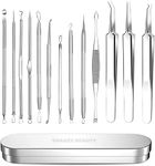 Blackhead Tweezers Kit, Blackhead Remover Tools Kit, Acne Extractor Tool, Professional Stainless Pimple Acne Blemish Removal Tools with Portable Case (13-PCS)