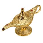 Hipiwe Vintage Magical Legend Aladdin's Genie Lamp for Home Table Decoration,Collectable Rare Classic Arabian Costume Props Lamp Pot &Gift for Party/Halloween/Birthday (Golden)