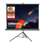 celexon portable projector screen with stand - Mobile tripod screen with handle - Tripod economy Black - 158x118 cm – 80" inch – 4:3 - Gain 1.0