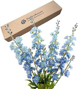 ZYTUYO Blue Delphinium Artificial Flower Long Stem Flower 4 pcs 33.5 in Fake Larkspur Faux Look real Silk Flower Plant Bulk Bouquets for Outdoor Tall Vase Home Garden Wedding Arrangement Decoration