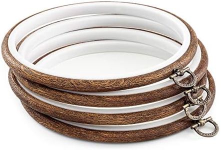 joybest 4 Pieces 6 Inch Round Embroidery Hoops Display Frame Circle, Cross Stitch Hoop Ring Imitated Wood Embroidery Kits for Art Craft Sewing and Christmas Ornaments