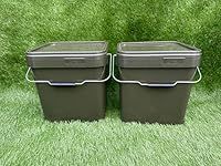 Lidsters Fishing Square Bucket 5L 10L 17L Litre Carp Fishing Bait Buckets (2 x 17L Buckets)