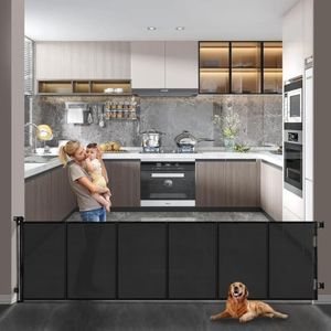 Veraste Retractable Baby Gate,Mesh Baby Extra Wide Gate,Extra Long Dog Gate,33" Tall,Large Extends up to 165" Wide,Child Safety Extra Large Gate for Doorways, Stairs, Indoor/Outdoor(Black,33"x165")