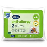 Silentnight Anti Allergy Soft Pillows 2 Pack – Soft Support Pillows with Bouncy Fibres Ideal for Front and Stomach Sleepers – Hypoallergenic and Machine Washable – Pack of 2, White