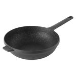 BergHOFF GEM Non-Stick Cast Aluminum Stir-Frying Pan 11" 4.1 qt. Black Stay-Cool Handle, Hanging Loop Ferno-Green, PFOA Free Coating Induction Cooktop Fast Heating