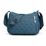 YANAIER Women Crossbody Shoulder Bag Multi Pocket Lightweight Quilted Messenger Bag Travel Handbag Purse Acid blue