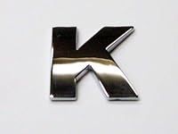 Chrome Look Letter K Car Decal / Badge - Comes with Self Adhesive Back