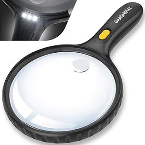 iMagniphy Large Magnifying Glass with Light - 5.5-inch Lens Magnifier, 2X & 5X Magnification for Seniors with Macular Degeneration - Lighted Magnifying Glass for Reading, Soldering, Cross Stitch