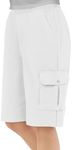 Collections Etc Women's Elastic Waist Cargo Pocket Short, White, Xx-Large