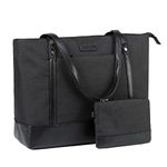 VASCHY Laptop Bag for Women, Water Resistant Tote Bag Fits 15.6-Inch Laptop Large Ladies Work Bag with Multiple Pockets Teacher Handbag Shoulder Bag for Office, School, Travel(Black)