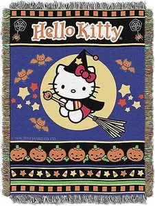 Northwest Hello Kitty Woven Tapestry Throw Blanket, 48" x 60", Witchy Kitty