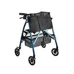 Stander EZ Fold-N-Go Rollator Micro, Lightweight Rolling Walker for Short Seniors with Seat & Brakes, Cobalt Blue (Eligible for VAT Relief in The UK)