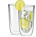 JoyJolt Spike Double Wall Glasses, Cocktail Beer Drinkware Glass (Set of 2) -13.5-Ounces