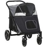 PawHut Foldable Dog Carriage w/Universal Wheels, Shock Absorber - Black