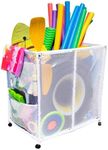 Essentially Yours Pool Floats, Balls, Toys and Equipment Rolling Mesh Organizer Storage Bin, Large, (35" W x 25.4" L x 37.5" H), White Style 455102