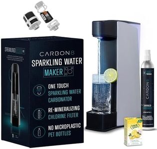 Carbon8 Sparkling Water Maker Machine - Home Soda Stream Machine, Screw-In CO2 Carbonator, Countertop Water Mineralizer, Seltzer Soda Maker Machine Dispenser - CO2 Cylinder Included - Aluminum