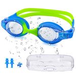 CYCFMYYLY Kids Swimming Goggles, Swimming Goggles Kids 6-14, Kids Goggles Anti-Fog No Leak Uv Resist Swim Goggles Childrens Boys Girls Goggles Food Grade Silicone Comfort with Nose Clip(Age 3-14)