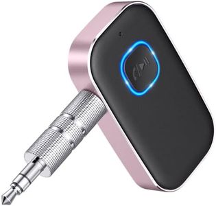 COMSOON Bluetooth AUX Adapter for Car, Noise Reduction Bluetooth Receiver for Music/Hands-Free Calls, Wireless Audio Receiver for Home Stereo/Speaker, 16H Battery Life/Dual Connect (Black+Pink)