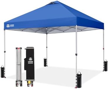 CROWN SHADES 10x10 Pop Up Canopy - Beach Tent with One Push Setup - Easy Outdoor Sun Shade for Events, Parties, Camping - Gazebo with STO-N-Go Cover Bag, Silver Coated Top, Blue