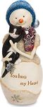 Pavilion Gift Company The Birchhearts You Hug my Heart Snowman Figurine holding Cat, 5", White