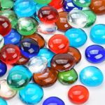 RUOJAS 10LB Mixed Color Flat Glass Marbles for Vases, Mancala Stones Gemstone Beads Vase Filler Decorative Glass Pebbles for Fish Tank, DIY Crafts, Mosaics, Aquarium Decor Rocks, Candle Holders