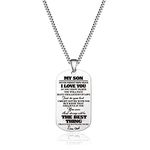 Jstud To My Son Necklace from Dad Mom Never Forget How Much I Love You Birthday Christmas Gifts Dog Tag Necklace, Stainless Steel, No Gemstone