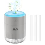 Rechargeable Mini Humidifier, Colorful Cool Mist Humidifier with 7 Color Light, Small Personal Desktop Humidifier for Baby Bedroom, Office, Nursery, Travel with Auto Shut-Off, Super Quiet (Gray)