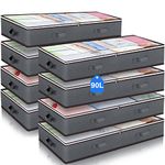 90L Under Bed Storage Containers, Large Capacity Underbed Storage Bags Organizer, Thick Fabric Storage Bins with Clear Window and Reinforced Handles for Blanket Comforter Bedding Clothes, 8 Pack