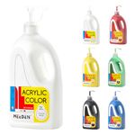 MEEDEN Bulk Acrylic Paint Set: 6 Basic Colors 1/2 Gallon (2L /67.6 oz.) Large Acrylic Paint with Pump Lid - Ideal for School & Studio