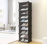 Oumffy Shoe Rack Portable Shoe Rack Organizer 30 Pair Tower Shelf Storage Cabinet Stand Expandable, Boots, Slippers, 10 Tier Black