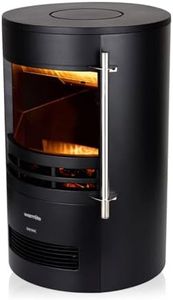 Warmlite WL46022 Elmswell Round Contemporary Stove with Two Heat Settings, Realistic LED Flame Effect, 2000W, Black