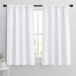 RYB HOME Room Darkening Curtains - Rod Pocket Half Light Block Drapes Window Shades for Bedroom Bathroom Living Room Kitchen Office Dining Decor, W 42 x L 45, Pure White, 2 Pieces