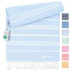 Hammam towel - Beach towel XXL made from 100% recycled cotton - Quick-drying Turkish hammam beach towels, fouta, pestemal Turkish towels ideal as a Turkish blanket – Ice Blue – 100x200cm Sultan